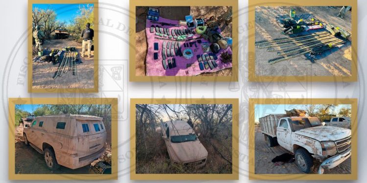 Operativo AMIC y DEFENSA en Altar detiene a individuo, asegura armamento, cartuchos y vehículos