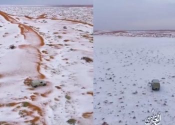 Desierto se transforma en hielo: captan imágenes impresionantes en Arabia Saudita