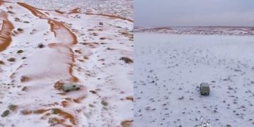 Desierto se transforma en hielo: captan imágenes impresionantes en Arabia Saudita