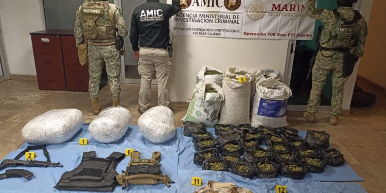 Operativo Conjunto asegura droga y armamento en Ciudad Obregón