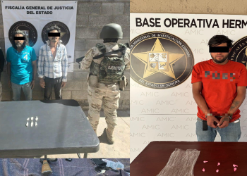 Detienen a tres sujetos en posesión de drogas durante operativos en Hermosillo