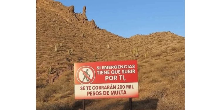 CORRUPTA ALCALDESA DE GUAYMAS IMPONE MULTAS DE DOCIENTOS MIL PESOS A QUIEN TENGA UNA EMERGENCIA AL PRACTICAR SENDERISMO EN EL CERRO TETA KAWI